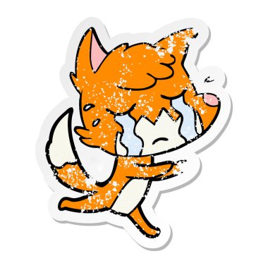 ağlayan bir tilki karikatür sıkıntılı etiket