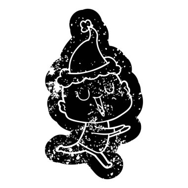 simge Noel Baba şapkası giyen kel bir adamın mutlu ilginç karikatür sıkıntılı