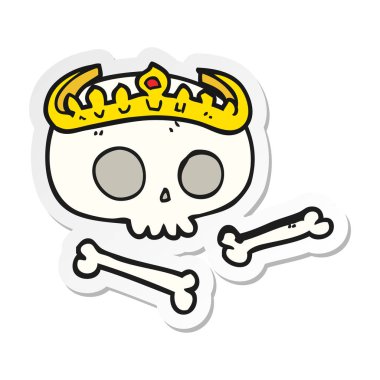 etiket tacınla bir karikatür kafatası