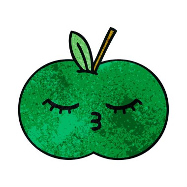 Retro grunge doku karikatür sulu elma