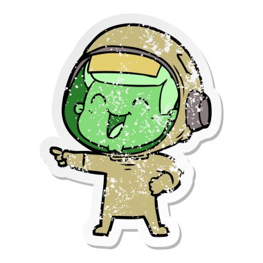 mutlu karikatür astronotun sıkıntılı etiket