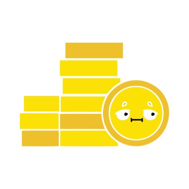 düz renk retro karikatür bir sikke