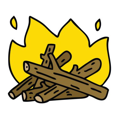 ilginç el çizilmiş karikatür kamp ateşi