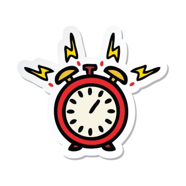 çalar saat zil bir sevimli çizgi etiket