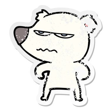 kızgın ayı kutup karikatür sıkıntılı etiket