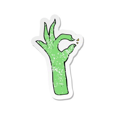 Retro etiket bir karikatür en mükemmel el hareketi sıkıntılı.