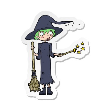 etiket bir karikatür cadı döküm büyü