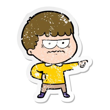 karikatür mutlu bir adamın sıkıntılı etiket