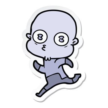 bir çizgi film garip kel spaceman etiket