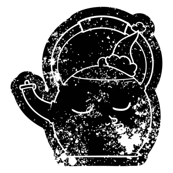 Химерна Мультяшна Страшна Ікона Чайника Капелюсі Санта — стоковий вектор