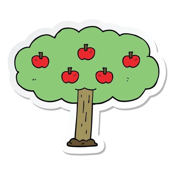 漫画のりんごの木のステッカー — ストックベクタ