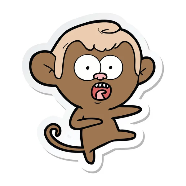 Autocollant d'un singe choqué de bande dessinée — Image vectorielle