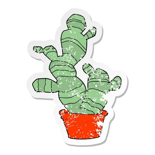 Pegatina Angustiada Cactus Dibujos Animados — Archivo Imágenes Vectoriales