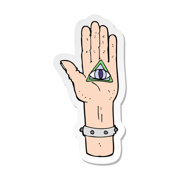 Sticker of a cartoon spooky hand symbol — Stock Vector