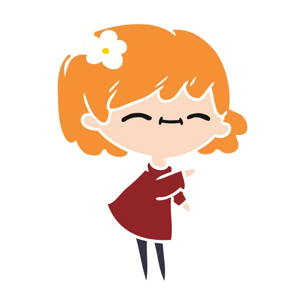 Dibujos Animados Dibujados Mano Alzada Linda Chica Kawaii — Vector de stock