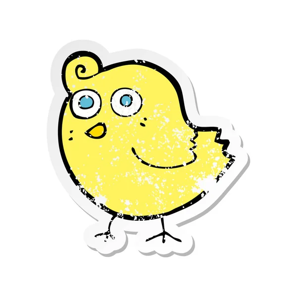 Retro Distressed Sticker Funny Cartoon Bird — Stock Vector