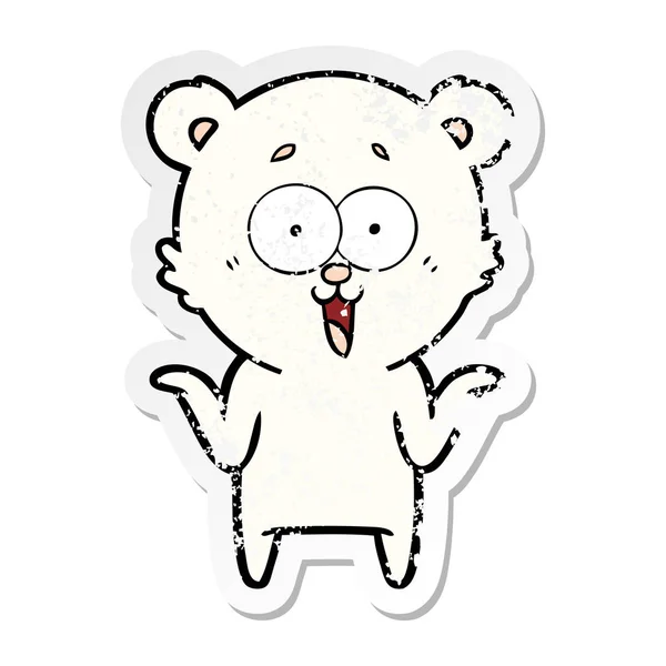 Distressed Sticker Laughing Teddy Bear Cartoon — Stock Vector