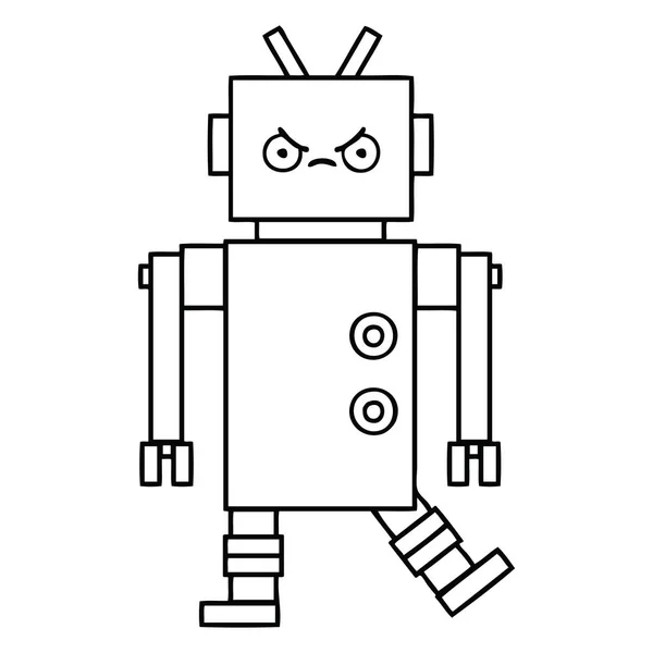 Desenho de linha robô cartoon —  Vetores de Stock