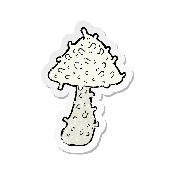 Retro Distressed Sticker Cartoon Mushroom — Stock Vector