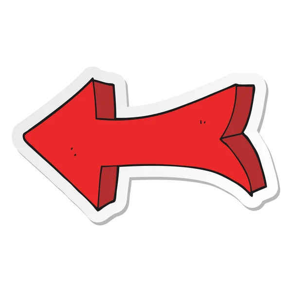 Sticker of a cartoon pointing arrow — Stock Vector