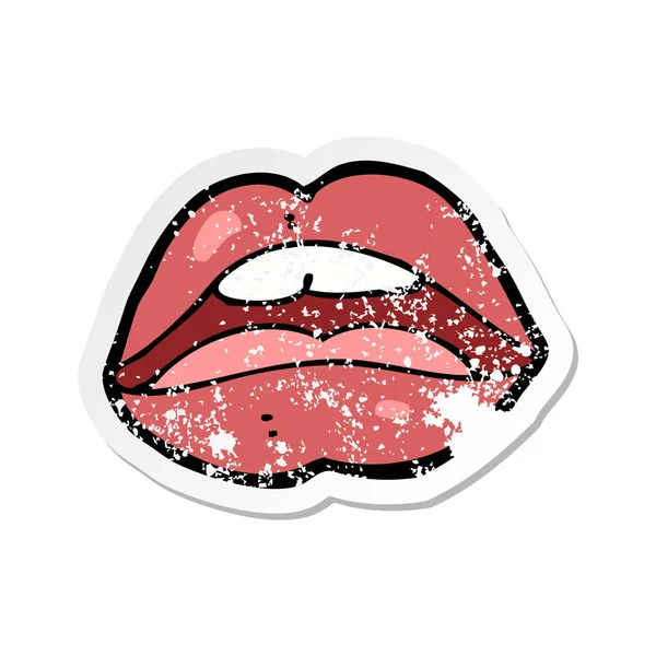 Retro Distressed Sticker Open Mouth Cartoon Symbol — Stock Vector