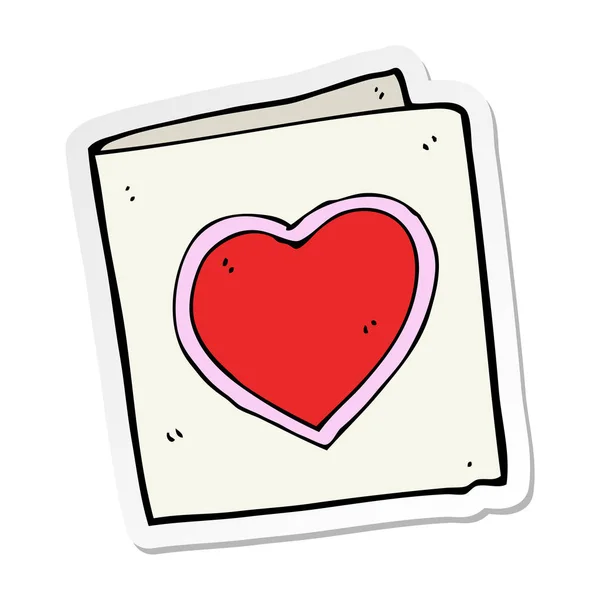 Pegatina de una tarjeta de corazón de amor de dibujos animados — Archivo Imágenes Vectoriales