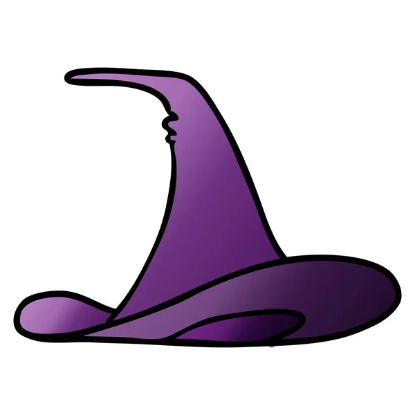 Gradient dessin animé gribouille d'un chapeau de sorcières — Image vectorielle