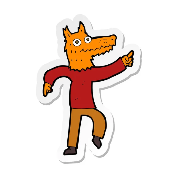 Sticker of a cartoon fox man — Stock Vector