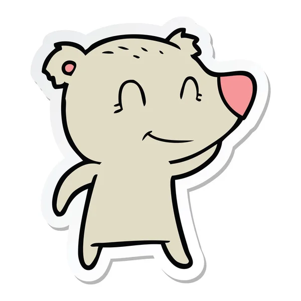 Sticker of a smiling bear cartoon — Stock Vector