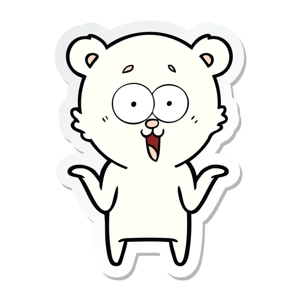 Sticker of a laughing teddy  bear cartoon — Stock Vector