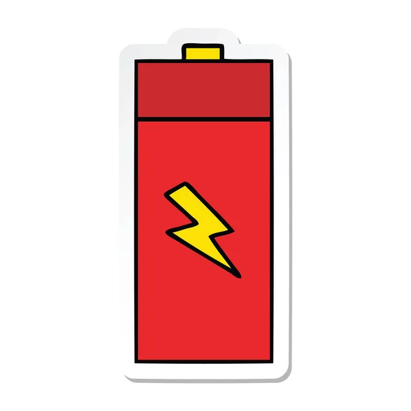 Sticker of a cute cartoon electrical battery — Stock Vector