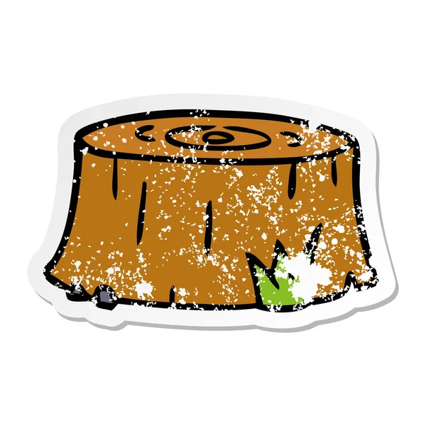 Etiqueta angustiada desenho animado doodle de um log de árvore — Vetor de Stock