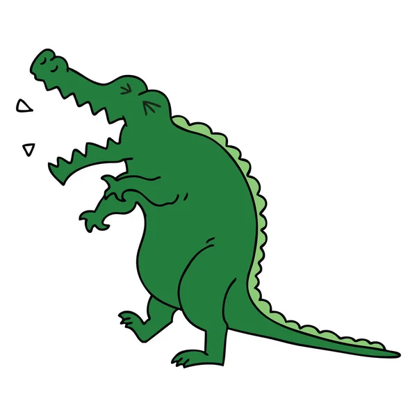 Extravagante mano dibujado dibujos animados cocodrilo — Vector de stock