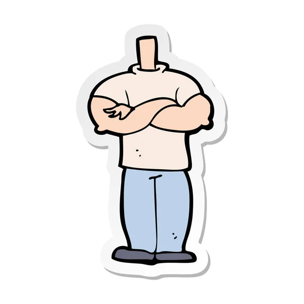 Klistermärke av en tecknad kropp med korslagda armar — Stock vektor