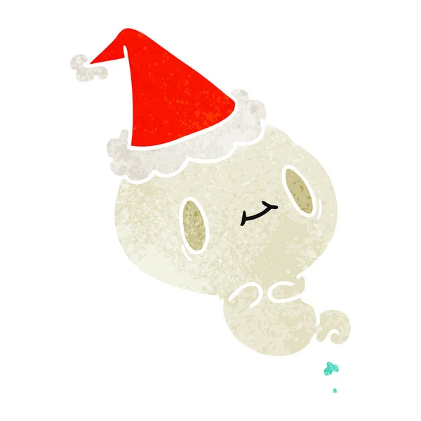 Christmas retro cartoon of kawaii ghost — Stock Vector