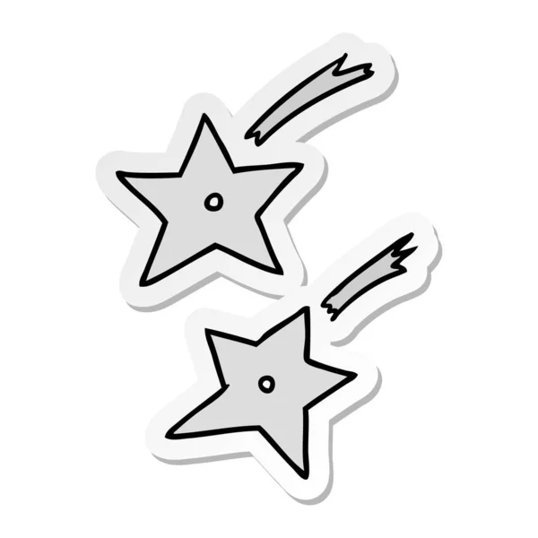 Hand Drawn Sticker Cartoon Doodle Ninja Throwing Stars — Stock Vector