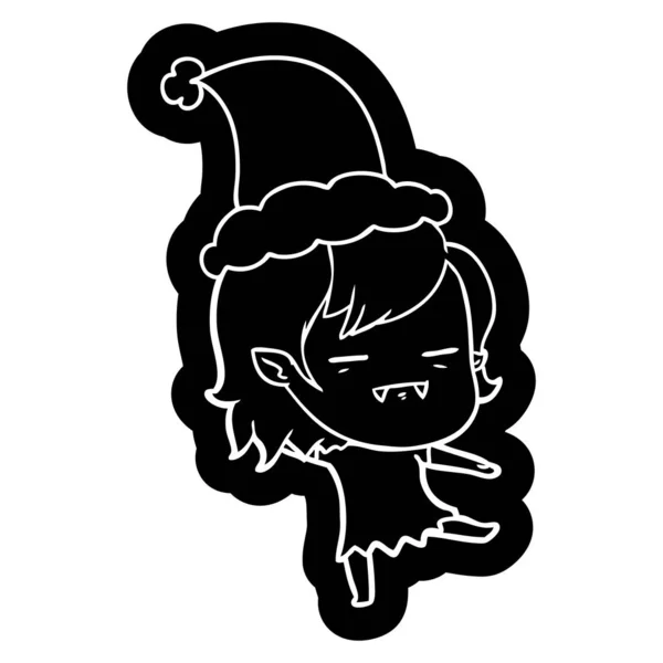 Химерна Мультяшна Ікона Неживої Вампірської Дівчини Капелюсі Санта — стоковий вектор