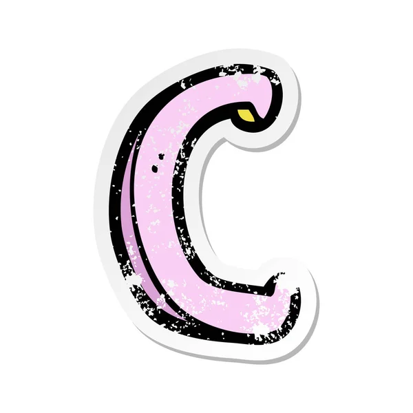 Retro-Aufkleber eines Cartoon-Buchstabens c — Stockvektor