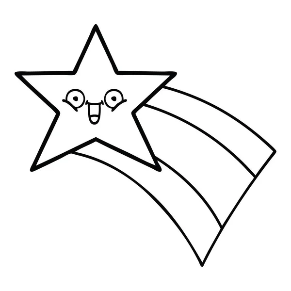 Desenho Linha Desenhos Animados Uma Estrela Arco Íris Cadente — Vetor de Stock