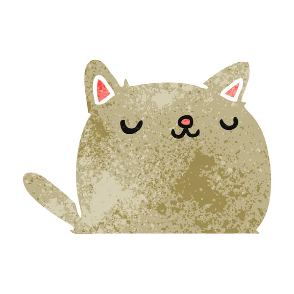 Dessin animé rétro de mignon chat kawaii — Image vectorielle