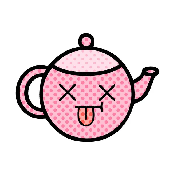 漫画书风格的茶壶漫画 — 图库矢量图片