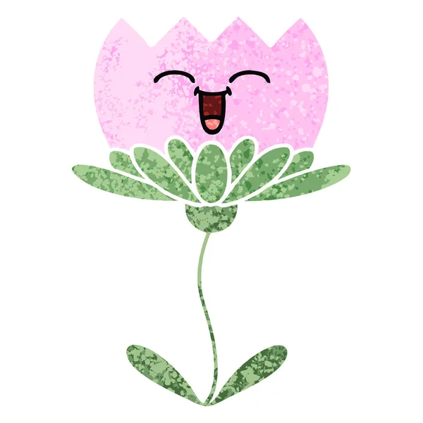 Retro Illustration Style Cartoon Flower — Stock Vector