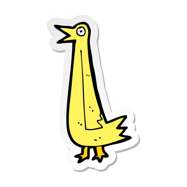 Adesivo di un divertente uccello dei cartoni animati — Vettoriale Stock