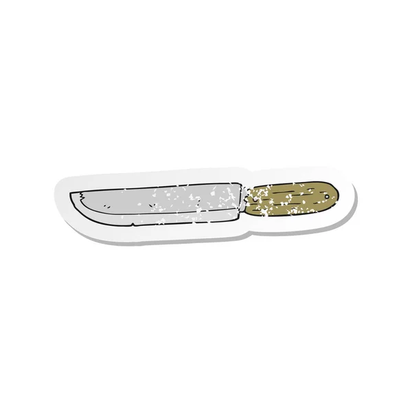 Pegatina retro angustiado de un cuchillo de dibujos animados — Vector de stock