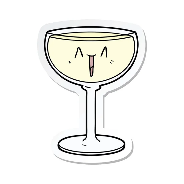 Sticker of a cartoon glass of wine — Stock Vector