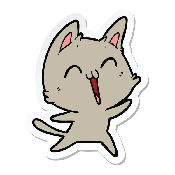 一个快乐的卡通猫贴纸 — 图库矢量图片