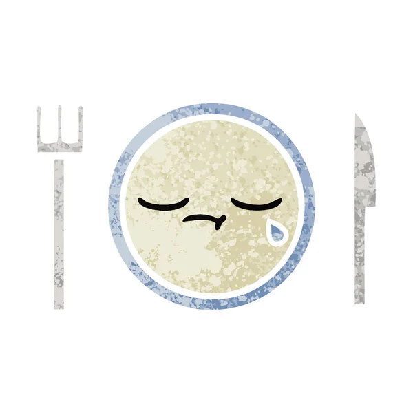 Illustration rétro style dessin animé assiette de dîner — Image vectorielle