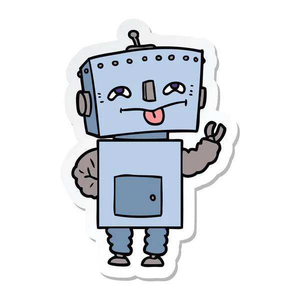 Pegatina Robot Dibujos Animados — Vector de stock