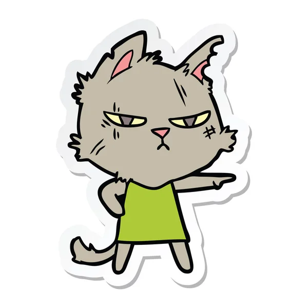 Nálepka Tvrdý Kreslený Kočka Holka Směřující — Stockový vektor