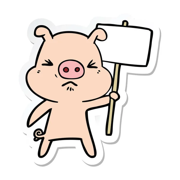 Sticker Cartoon Angry Pig — Stock Vector